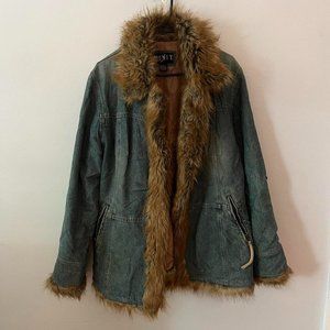 penny lane y2k faux fur denim jacket